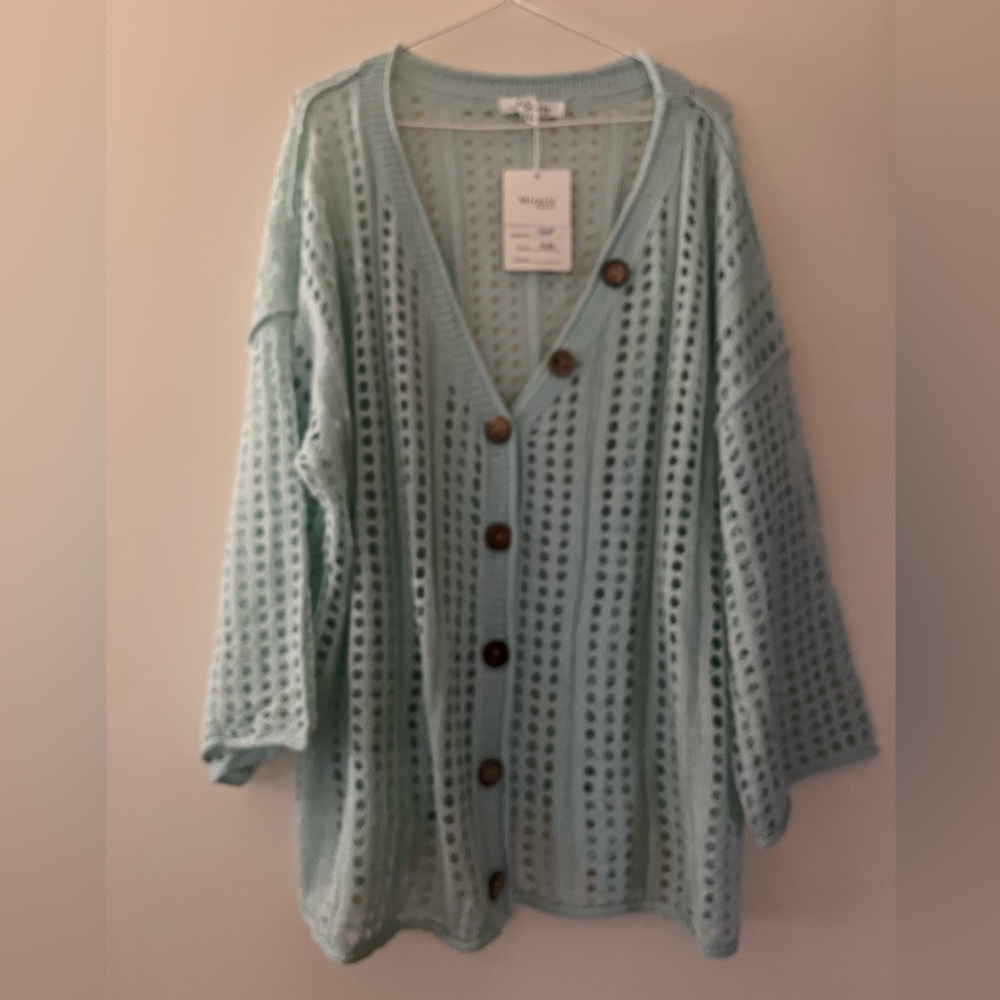 Karis' Kloset Mint Green Button-Up Women Cardigan